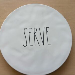 Rae Dunn White Ceramic SERVE turntable / lazy Susan
